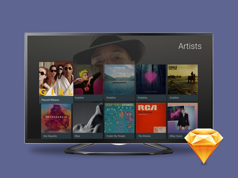 Android TV UI Kit for Sketch
