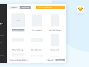 Sketch Welcome Screen: Template Search Feature