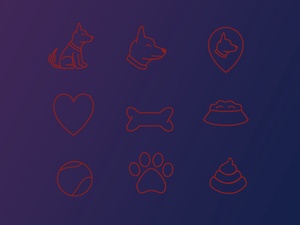 Conjunto de iconos de cachorros