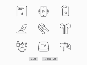 60 kostenlose Icons: iPhone 7, AirPods Icons.