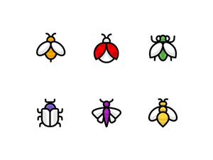6 Bugs Icons Sketch-Ressource