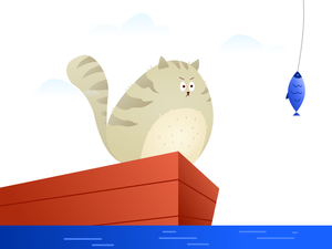 Katze und Fisch Illustration Sketch Ressource