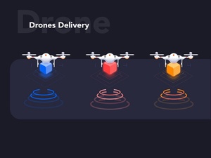 Ilustraciones de drones para la aplicación de entrega Sketch Resource