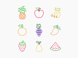 Marker Pen Style Fruit Icons