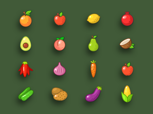 Fruits and Veggies Icons Sketch Resource