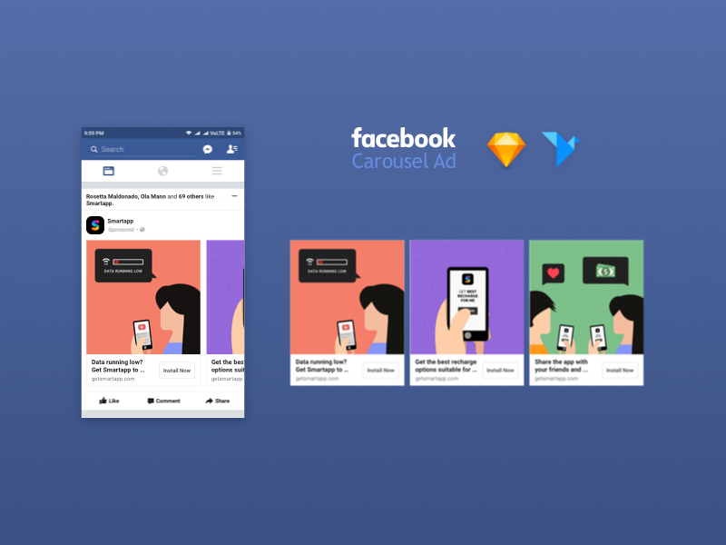 Download Facebook Carousel Ad Mockup Free Sketch App Resources Download Sketch Resource