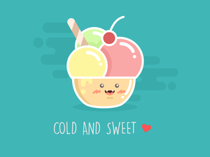 Ilustración de helado hecha con sketch App