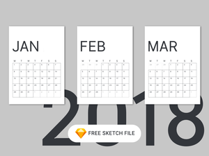 Minimalist 2018 Calendar for Sketch