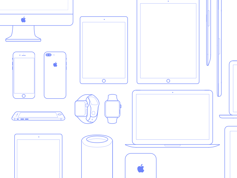 Iconos de dispositivos de Apple Establecer recurso de boceto