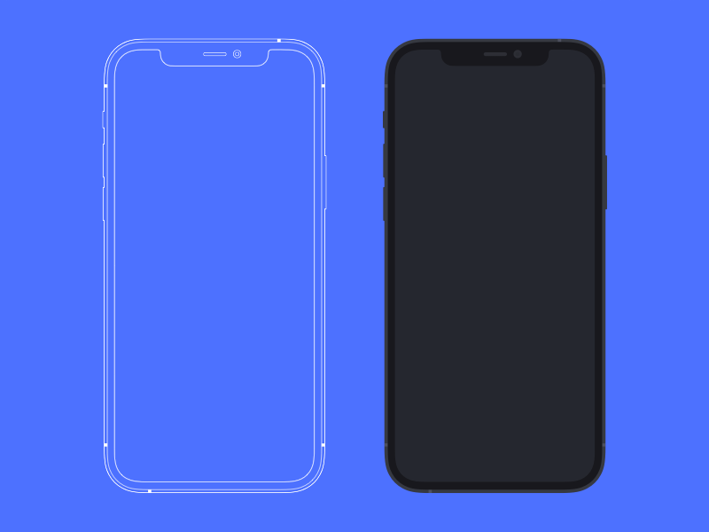 iPhone 12 Pro Mockup - Flat and Outlined Sketch Resource