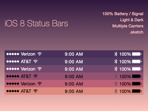 iOS 8 Status Bars Sketch Kit