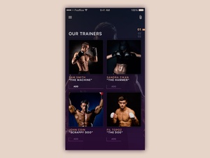 Application fitness – Trainers Screen