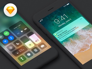 iOS11 Notification & Control Center Template for Sketch