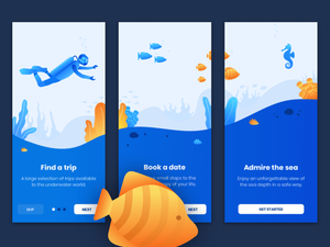Diving Tours Onboarding Screens Sketch Resource