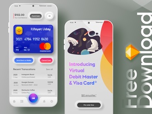 Приложение для кредитных карт с пользовательским интерфейсом Skeumorphic