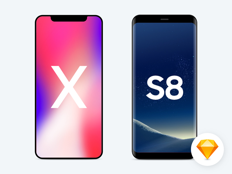 Iphone Xとサムスンs8フラットモックアップ 無料sketchアプリのリソース Sketchリソースのダウンロード