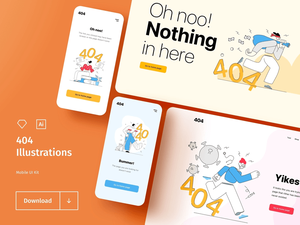 “404 Not Found” Illustrations Pack