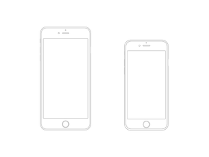 iPhone 6 Плюс и iPhone 6 Wireframe Sketch ресурсов