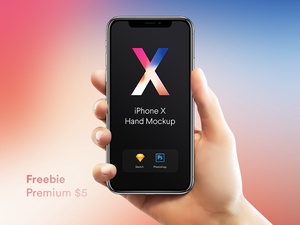 iPhone X dans la maquette de main