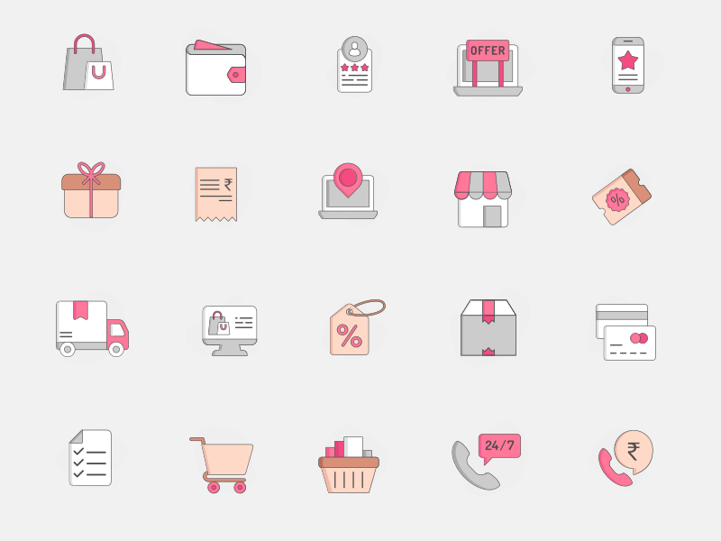 20 E-commerce Icons Sketch Resource