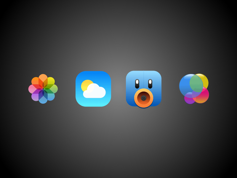 Game Center, Weather, Tweetbot and Photo Icons Sketch Resource
