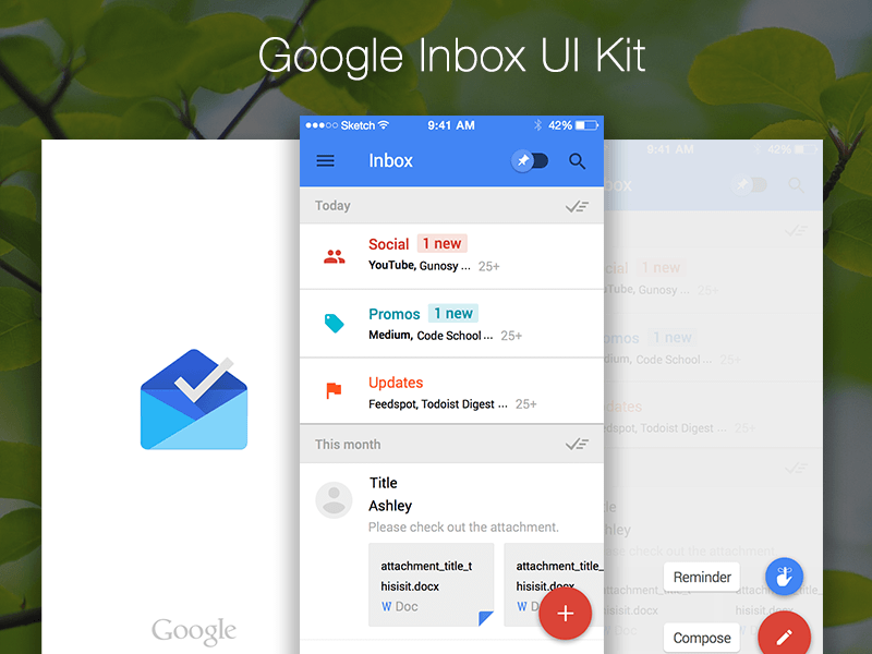 Google Inbox Mockup Sketch Resource