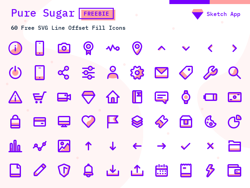 60 Pure Sugar Icons Sketch Resource Free Sketch App Resources Download Sketch Resource