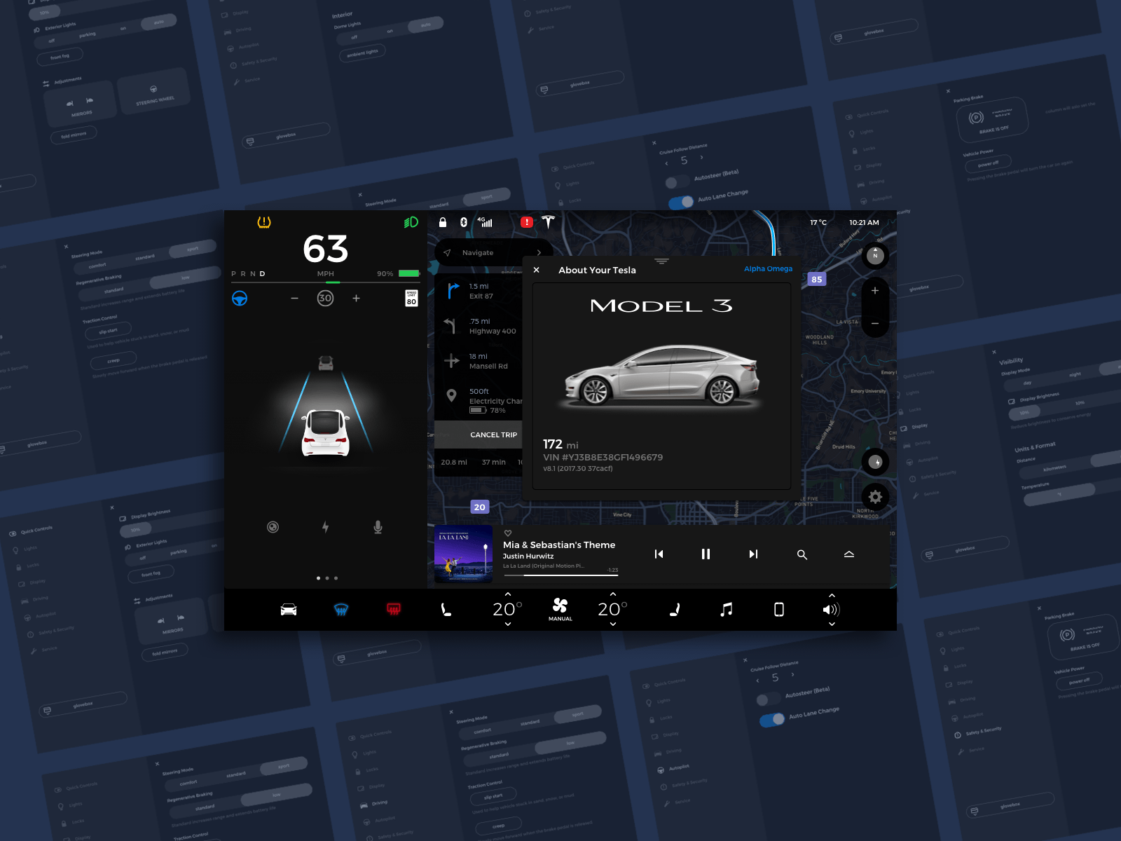 Tesla Model 3 Settings and GUI Elements Sketch Resource - Sketch UI ...