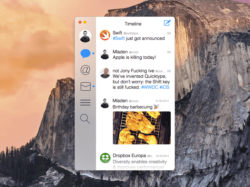 Twitter for OS X Yosemite Sketch Resource