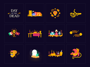 12 Illustrations for Day of the Dead Sketch Resource