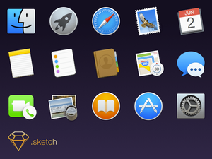 Iconos de yosemita OS X Recurso de bosquejo