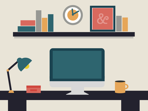 Flat Office Desk for Designers Sketch Resource