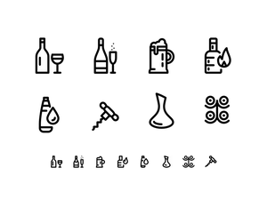 8 Wine and Beverage Icons Sketch Resource
