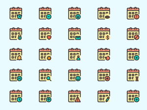 25 iconos del calendario recurso de boceto