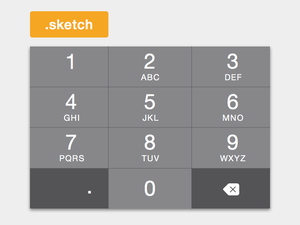 iOS 8 Dark Numeric Keyboard Sketch Resource