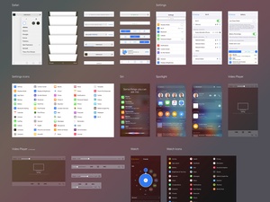 iOS 9.3 iPhone набор пользовательского интерфейса для эскиза и ИИ