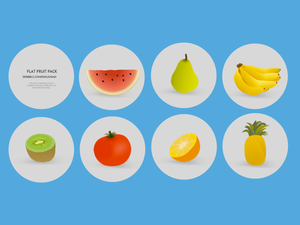Resumen de dibujo de frutas y verduras de dibujos animados planos