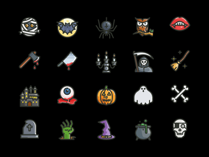 20 Halloween Icons Sketch Resource