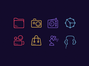 Set of 30 Colorful Line Icons Sketch Resource