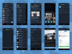 Telegramm-Messenger für Android im dunklen Modus-Skizzierungsressourcen