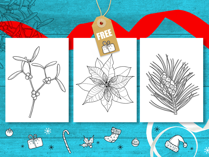 Adult Coloring Pages for New Year’s - Free Vector - Download Sketch