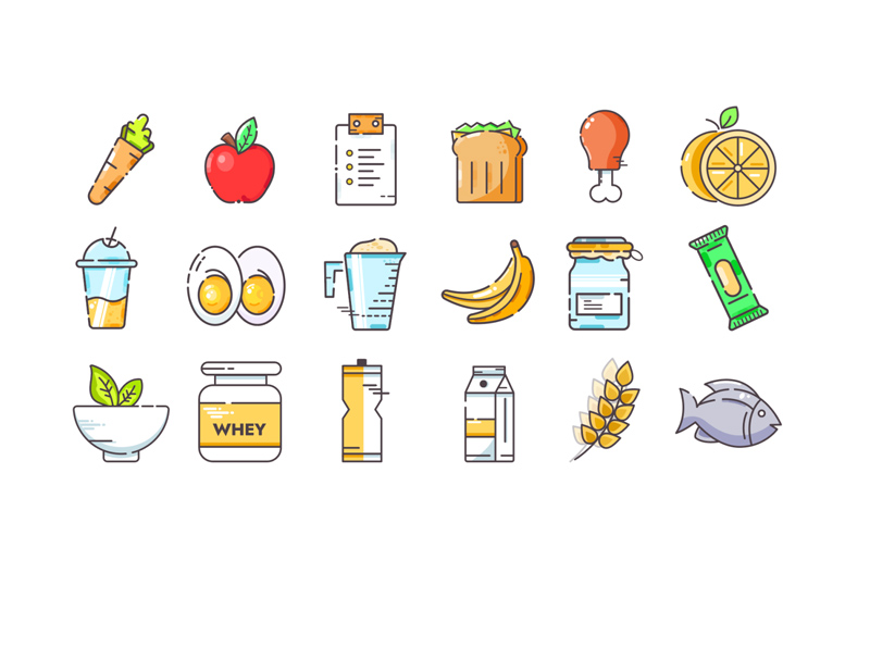 Nutrition Icons Pack - Free Vector - Download Sketch Resource