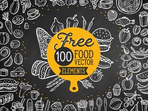 100 Food Illustrations Vector