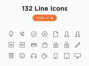 132 icônes de ligne par Doonnn