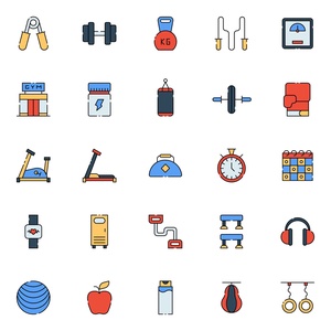 Free Colored Gym Icons (AI, SVG, PNG)