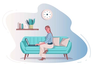 Woman Working at Home Illustration