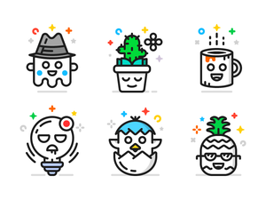 Conjunto de íconos de personajes