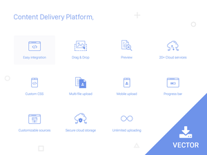 Content Delivery Platform Icons Set
