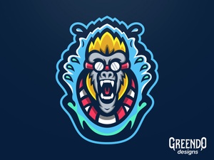 Logo vecteur de mascotte de singe de plongée
