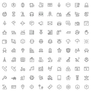 100 iconos vectoriales gratuitos - muestra de set de ego